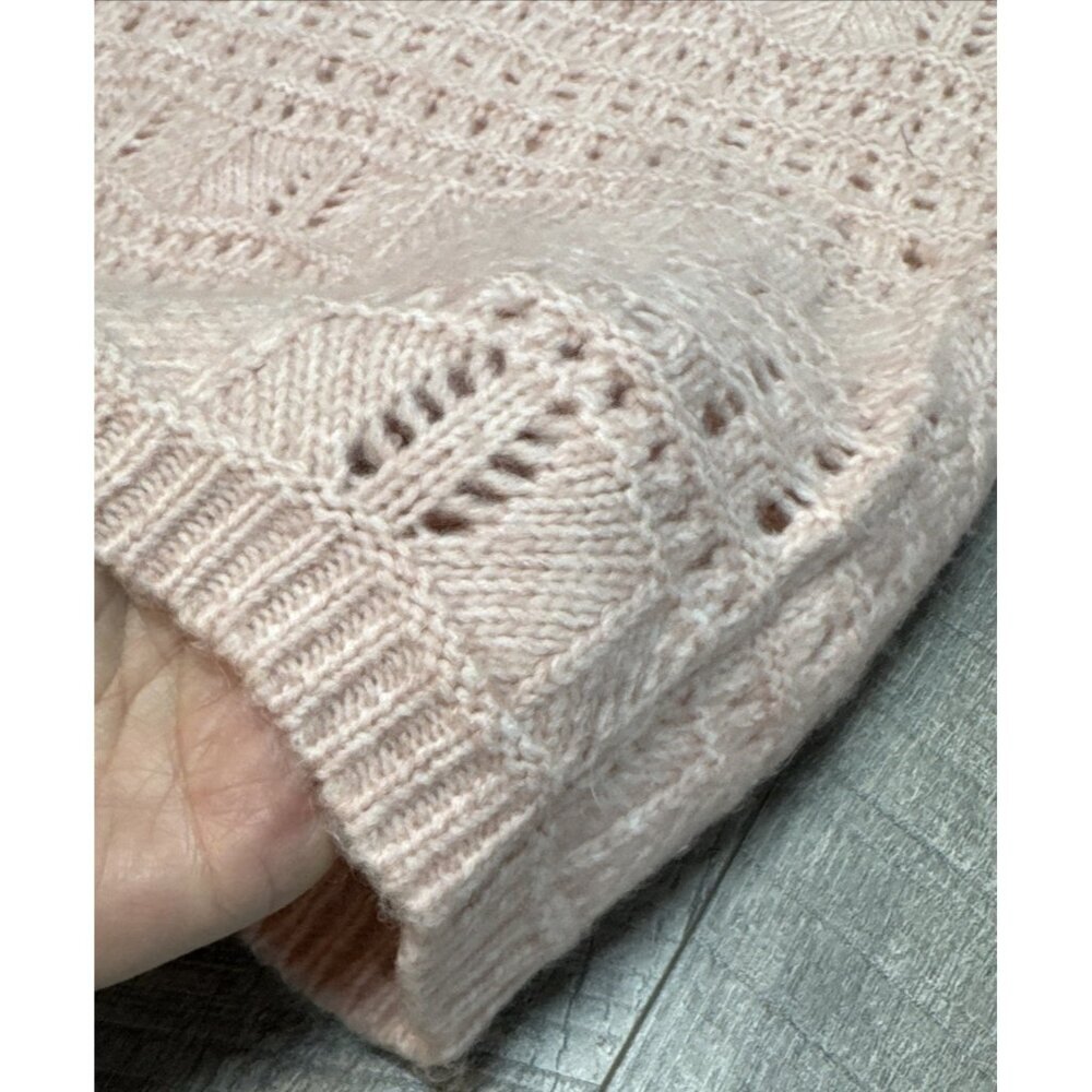 Caslon Sweater Womens Medium Pink Open Knit Mock Soft Lightweight Nordstrom NEW - Picture 9 of 9